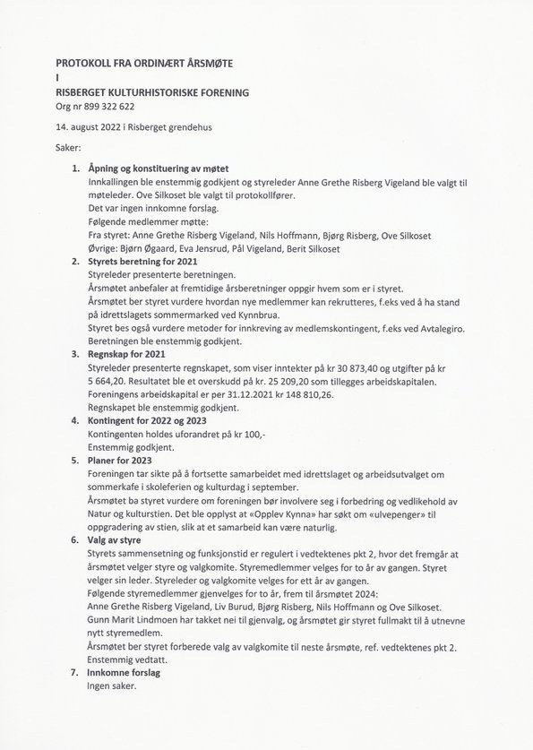 Skannet årsmøteprotokoll for 2022.
